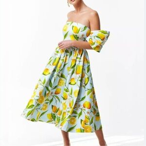 Lemoncello Print Off Shoulder Dress
